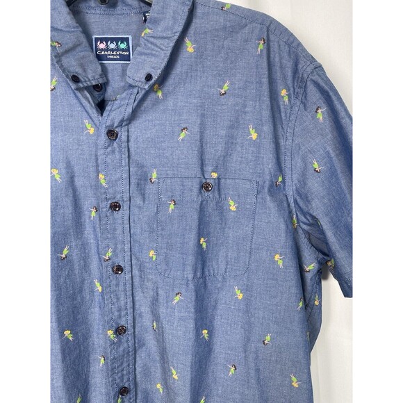 Charleston Threads Dancing Hula Girl Cotton Button Short Sleeve Shirt Sz 2XL - Picture 4 of 8